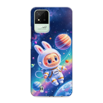 Силиконовый противоударный чехол на Realme Narzo 50i с принтом Labubu Лабубу