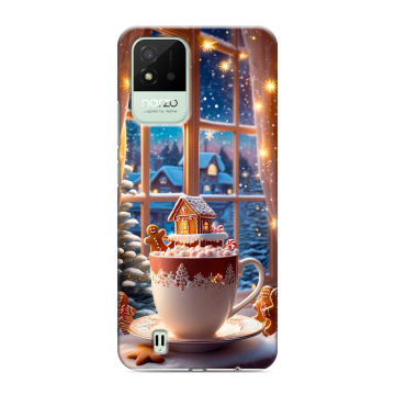 Силиконовый противоударный чехол на Realme Narzo 50i с принтом Новый год