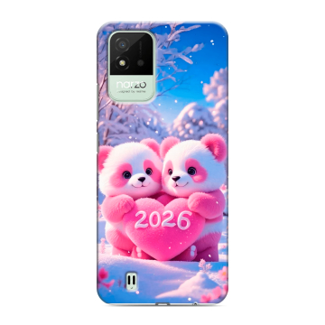 Силиконовый противоударный чехол на Realme Narzo 50i с принтом Новый год