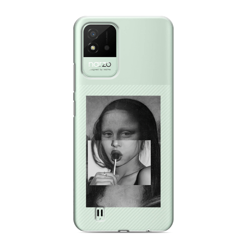 Силиконовый противоударный чехол на Realme Narzo 50i с принтом Мона Лиза Силиконовый противоударный чехол на Realme Narzo 50i с принтом Мона Лиза