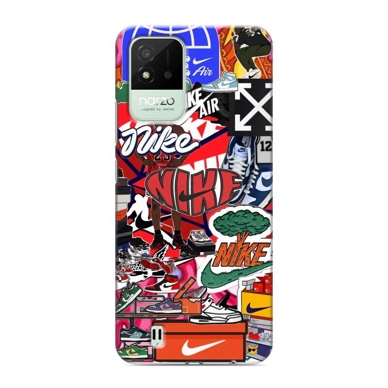 Силиконовый противоударный чехол на Realme Narzo 50i с принтом Найк Nike яркий Силиконовый противоударный чехол на Realme Narzo 50i с принтом Найк Nike яркий
