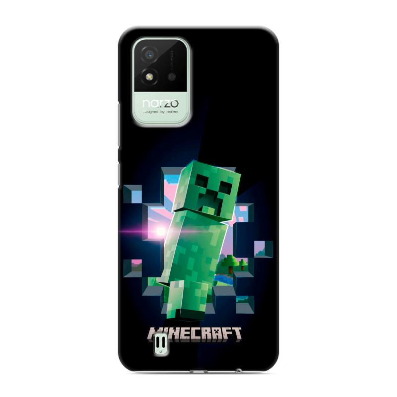 Силиконовый противоударный чехол на Realme Narzo 50i с принтом Майнкрафт Minecraft Силиконовый противоударный чехол на Realme Narzo 50i с принтом Майнкрафт Minecraft