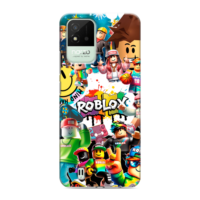 Силиконовый противоударный чехол на Realme Narzo 50i с принтом Roblox Роблокс Силиконовый противоударный чехол на Realme Narzo 50i с принтом Roblox Роблокс