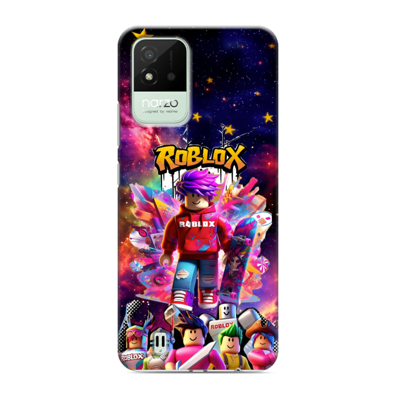 Силиконовый противоударный чехол на Realme Narzo 50i с принтом Roblox Роблокс Силиконовый противоударный чехол на Realme Narzo 50i с принтом Roblox Роблокс