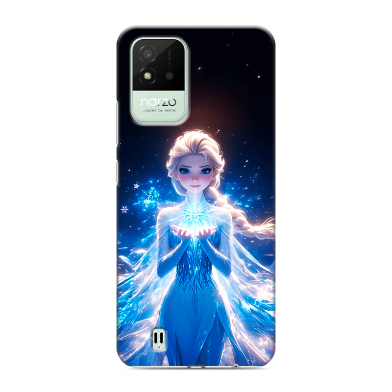Силиконовый противоударный чехол на Realme Narzo 50i с принтом Холодное сердце Frozen Силиконовый противоударный чехол на Realme Narzo 50i с принтом Холодное сердце Frozen