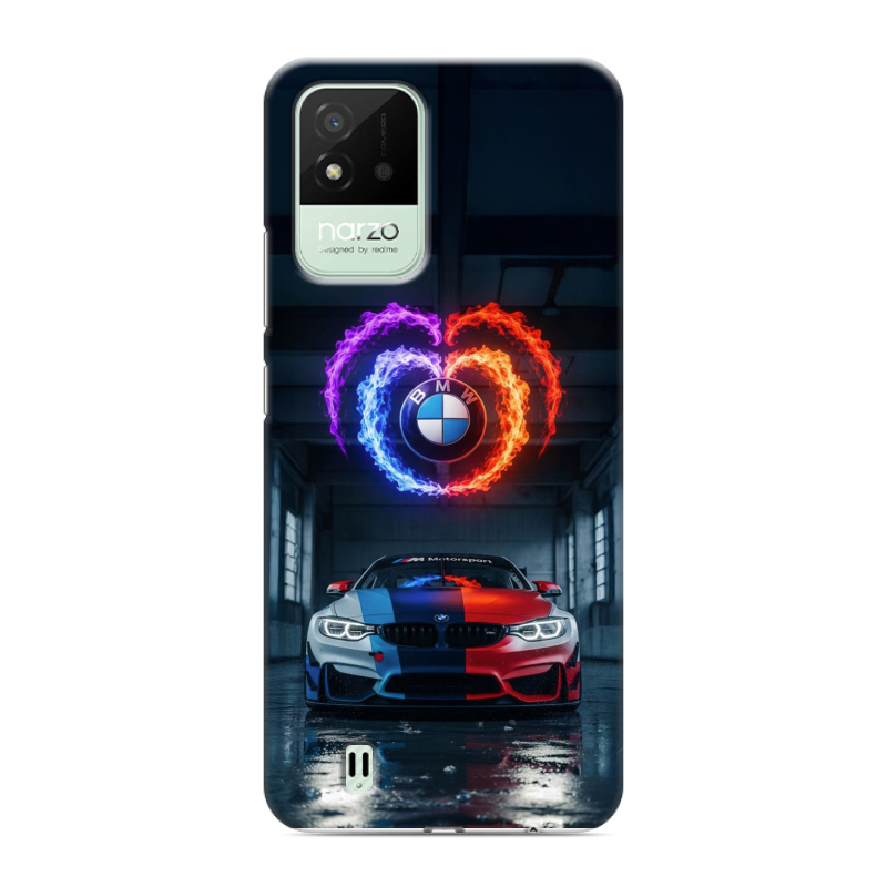 Силиконовый противоударный чехол на Realme Narzo 50i с принтом BMW БМВ Силиконовый противоударный чехол на Realme Narzo 50i с принтом BMW БМВ