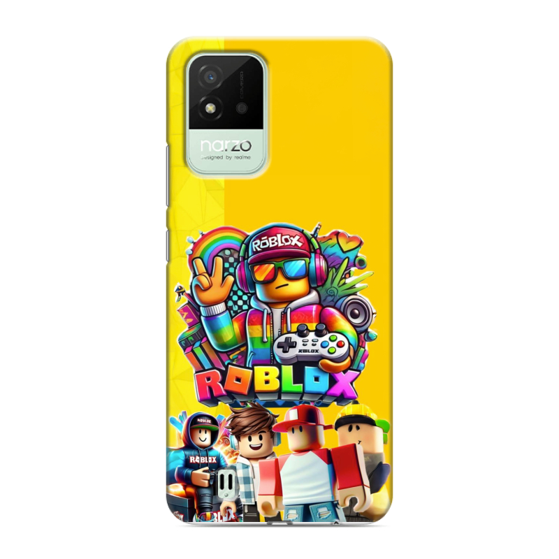 Силиконовый противоударный чехол на Realme Narzo 50i с принтом Roblox Роблокс Силиконовый противоударный чехол на Realme Narzo 50i с принтом Roblox Роблокс
