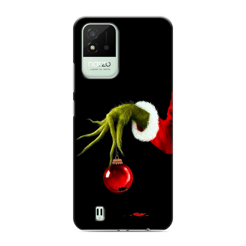 Силиконовый противоударный чехол на Realme Narzo 50i с принтом Новый год Гринч Силиконовый противоударный чехол на Realme Narzo 50i с принтом Новый год Гринч