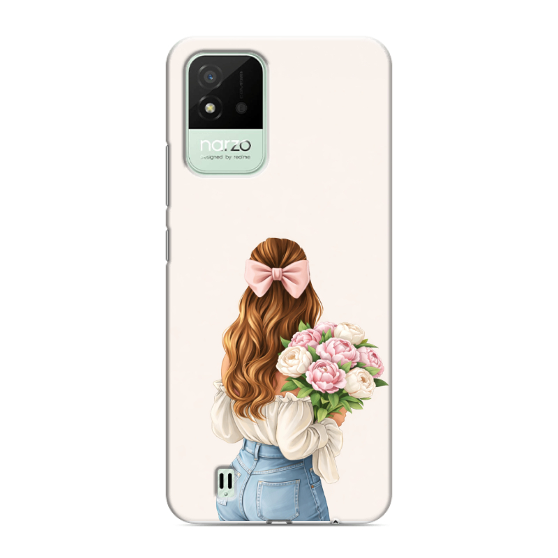 Силиконовый противоударный чехол на Realme Narzo 50i с принтом женский Силиконовый противоударный чехол на Realme Narzo 50i с принтом женский
