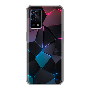 Силиконовый противоударный чехол на OPPO A55 с принтом Геометрия неона Силиконовый противоударный чехол на OPPO A55 с принтом Геометрия неона