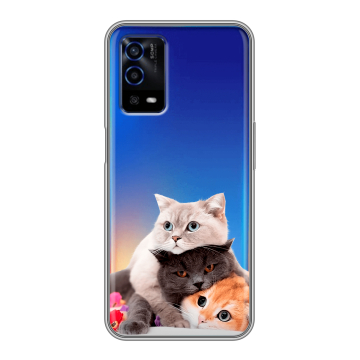 Силиконовый противоударный чехол на OPPO A55 с принтом Кошки Силиконовый противоударный чехол на OPPO A55 с принтом Кошки