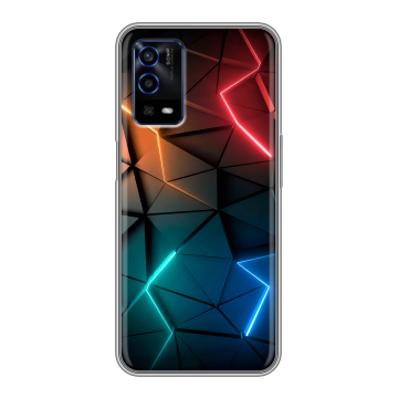 Силиконовый противоударный чехол на OPPO A55 с принтом Абстракция неон Силиконовый противоударный чехол на OPPO A55 с принтом Абстракция неон