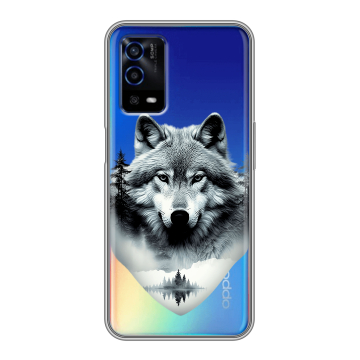 Силиконовый противоударный чехол на OPPO A55 с принтом Волк в лесу Силиконовый противоударный чехол на OPPO A55 с принтом Волк в лесу