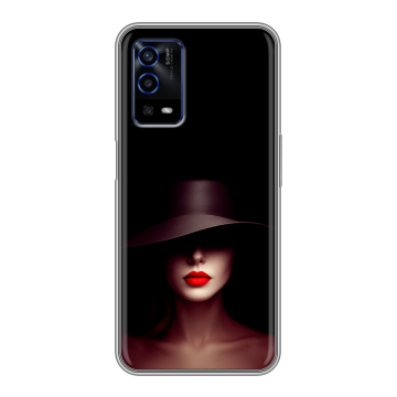 Силиконовый противоударный чехол на OPPO A55 с принтом Девушка в шляпе