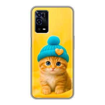 Силиконовый противоударный чехол на OPPO A55 с принтом Котенок в шапке Силиконовый противоударный чехол на OPPO A55 с принтом Котенок в шапке
