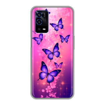 Силиконовый противоударный чехол на OPPO A55 с принтом Бабочки Силиконовый противоударный чехол на OPPO A55 с принтом Бабочки