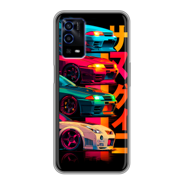 Силиконовый противоударный чехол на OPPO A55 с принтом Гоночные машины Силиконовый противоударный чехол на OPPO A55 с принтом Гоночные машины
