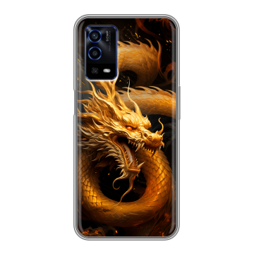 Силиконовый противоударный чехол на OPPO A55 с принтом Золотой дракон