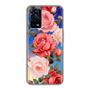 Силиконовый противоударный чехол на OPPO A55 с принтом Розы