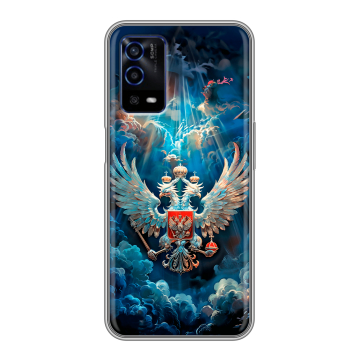 Силиконовый противоударный чехол на OPPO A55 с принтом Герб флаг России