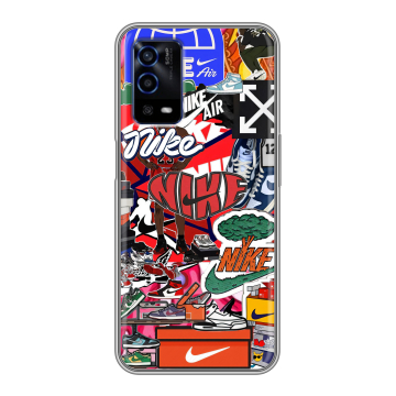 Силиконовый противоударный чехол на OPPO A55 с принтом Найк Nike яркий Силиконовый противоударный чехол на OPPO A55 с принтом Найк Nike яркий