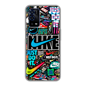 Силиконовый противоударный чехол на OPPO A55 с принтом найк nike черный