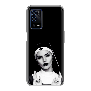 Силиконовый противоударный чехол на OPPO A55 с принтом монашка