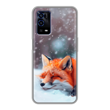 Силиконовый противоударный чехол на OPPO A55 с принтом лиса Силиконовый противоударный чехол на OPPO A55 с принтом лиса