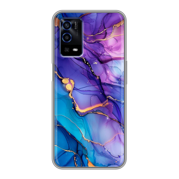 Силиконовый противоударный чехол на OPPO A55 с принтом синий мрамор