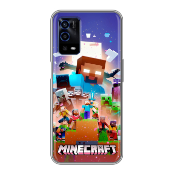 Силиконовый противоударный чехол на OPPO A55 с принтом Майнкрафт Minecraft