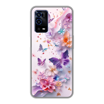 Силиконовый противоударный чехол на OPPO A55 с принтом цветы бабочки Силиконовый противоударный чехол на OPPO A55 с принтом цветы бабочки