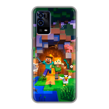 Силиконовый противоударный чехол на OPPO A55 с принтом Майнкрафт Minecraft