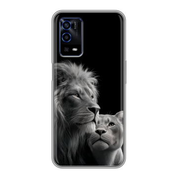 Силиконовый противоударный чехол на OPPO A55 с принтом Лев кошки