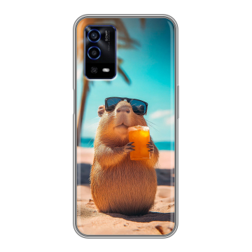 Силиконовый противоударный чехол на OPPO A55 с принтом Капибара Силиконовый противоударный чехол на OPPO A55 с принтом Капибара