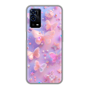 Силиконовый противоударный чехол на OPPO A55 с принтом Бабочки Силиконовый противоударный чехол на OPPO A55 с принтом Бабочки