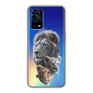 Силиконовый противоударный чехол на OPPO A55 с принтом Львы
