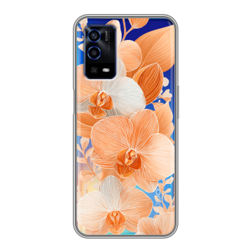 Силиконовый противоударный чехол на OPPO A55 с принтом Бежевые цветы
