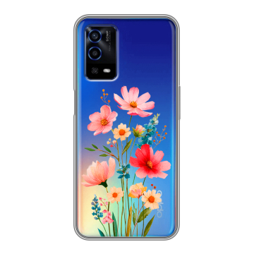 Силиконовый противоударный чехол на OPPO A55 с принтом Цветы