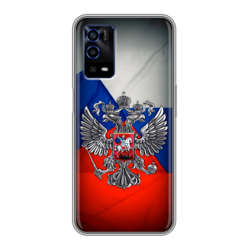 Силиконовый противоударный чехол на OPPO A55 с принтом Флаг России Силиконовый противоударный чехол на OPPO A55 с принтом Флаг России