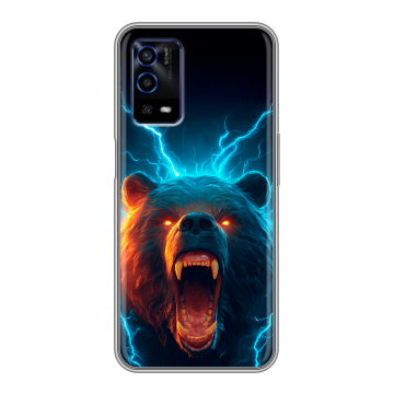 Силиконовый противоударный чехол на OPPO A55 с принтом Медведь Силиконовый противоударный чехол на OPPO A55 с принтом Медведь