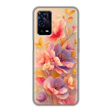 Силиконовый противоударный чехол на OPPO A55 с принтом Цветы и бабочки Силиконовый противоударный чехол на OPPO A55 с принтом Цветы и бабочки