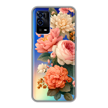 Силиконовый противоударный чехол на OPPO A55 с принтом цветы Силиконовый противоударный чехол на OPPO A55 с принтом цветы