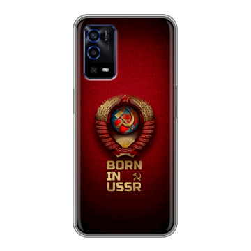 Силиконовый противоударный чехол на OPPO A55 с принтом Флаг Герб СССР Силиконовый противоударный чехол на OPPO A55 с принтом Флаг Герб СССР