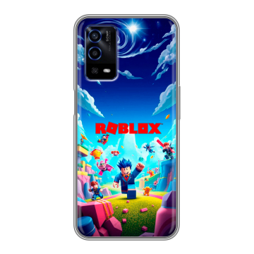 Силиконовый противоударный чехол на OPPO A55 с принтом Roblox Роблокс