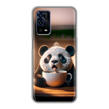 Силиконовый противоударный чехол на OPPO A55 с принтом смешная панда