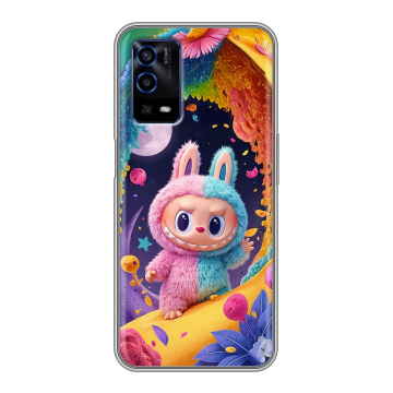 Силиконовый противоударный чехол на OPPO A55 с принтом Labubu Лабубу