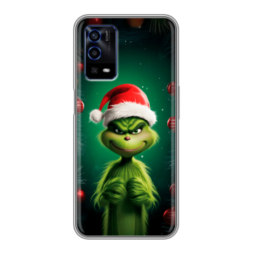 Силиконовый противоударный чехол на OPPO A55 с принтом Гринч Новый год Рождество