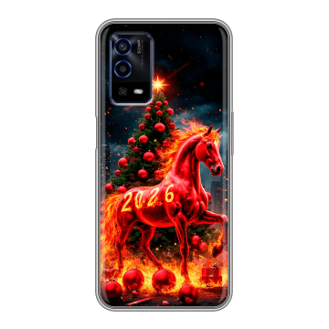 Силиконовый противоударный чехол на OPPO A55 с принтом Новый год