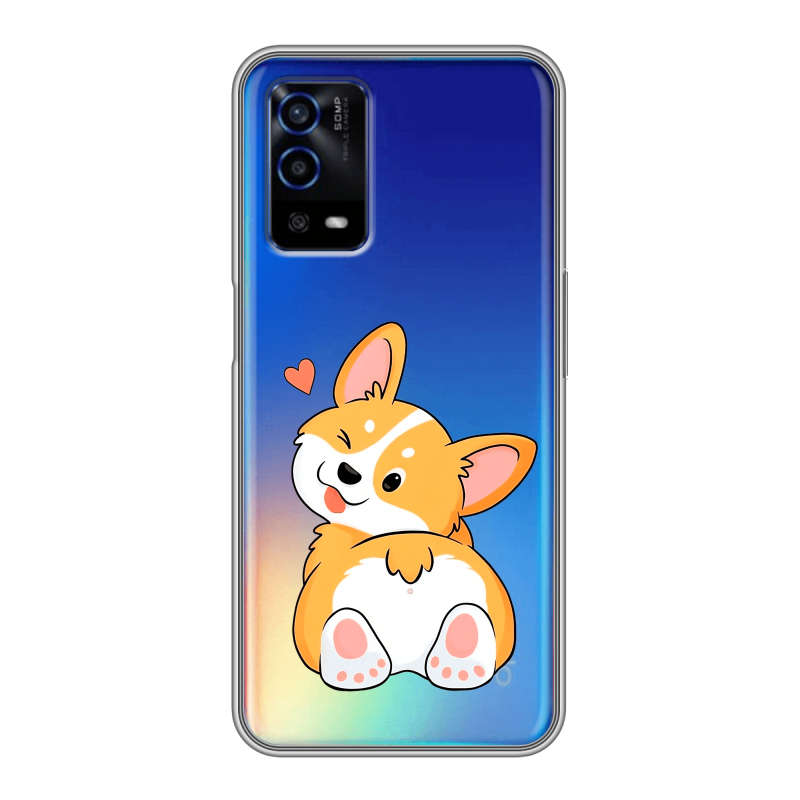 Силиконовый противоударный чехол на OPPO A55 с принтом Корги Силиконовый противоударный чехол на OPPO A55 с принтом Корги