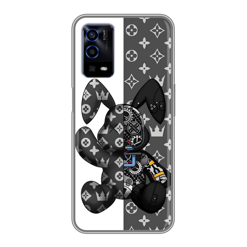 Силиконовый противоударный чехол на OPPO A55 с принтом Луи робот Силиконовый противоударный чехол на OPPO A55 с принтом Луи робот